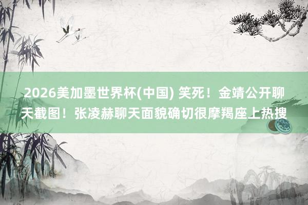 2026美加墨世界杯(中國) 笑死!金靖公開聊天截圖!張凌赫聊天面貌確切很摩羯座上熱搜