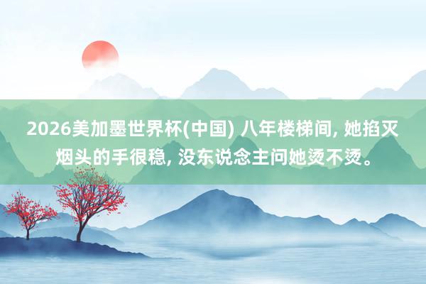 2026美加墨世界杯(中國) 八年樓梯間， 她掐滅煙頭的手很穩， 沒東說念主問她燙不燙。