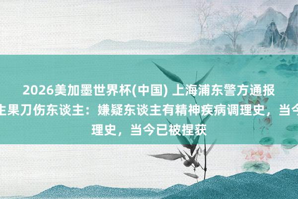 2026美加墨世界杯(中國) 上海浦東警方通報一須眉持生果刀傷東談主:嫌疑東談主有精神疾病調理史,當今已被捏獲
