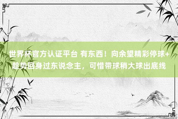 世界杯官方認證平臺 有東西！向余望精彩停球+趁勢回身過東說念主，可惜帶球稍大球出底線